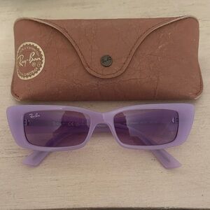 Ray-Ban Women's Lavender Rectangular Sunglasses with Purple Lenses